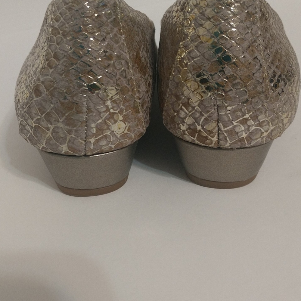 Alex Marie Gold Leather Snakeskin Small Wedges 7.5 - Picture 5 of 5